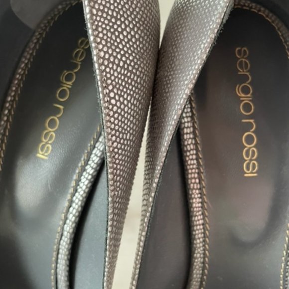 Sergio Rossi Platinum platform pumps, keyhole peep-toe, like new, size 8 - Picture 10 of 10